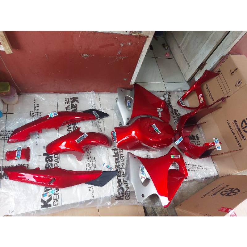 BODY FULL SET FAIRING BARONG TANGKI NINJA RR OLD ZX CBU MERAH MARUN ORIIGINAL KAWASAKI
