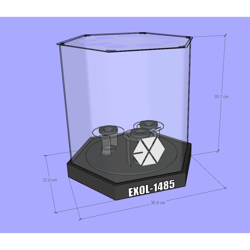 Box Lightstick Hexagonal / Box Lightstick Akrilik / Box Lightstick EXO Versi 1 2 3 Putar Dengan Lamp