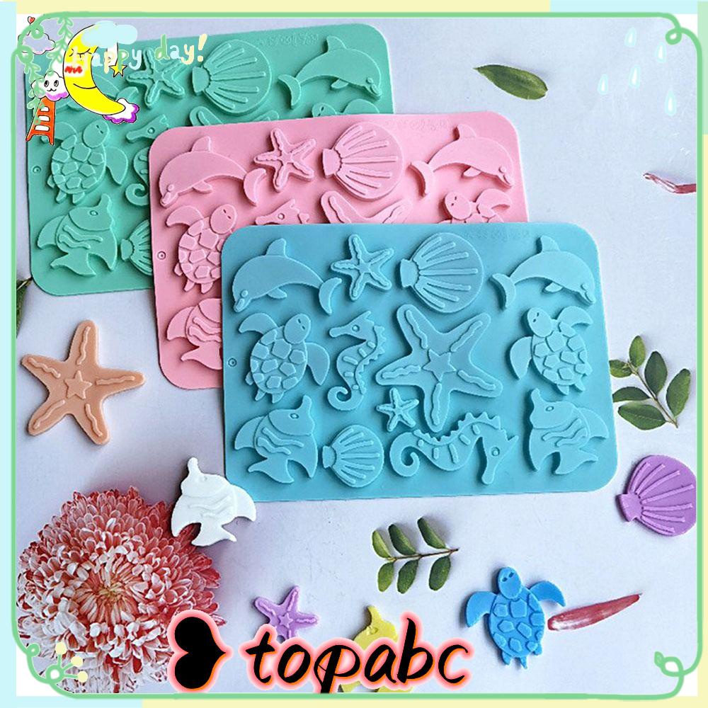 Top Marine Life Cetakan Silikon Fondant Baking Cetakan Coklat Drip Mold Silicone Mold Hias Kuda Laut Bintang Laut Shell