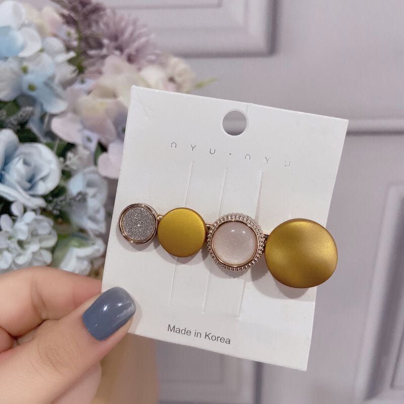 Jepit Rambut Korea Gold permata + Manik Bulat Premium