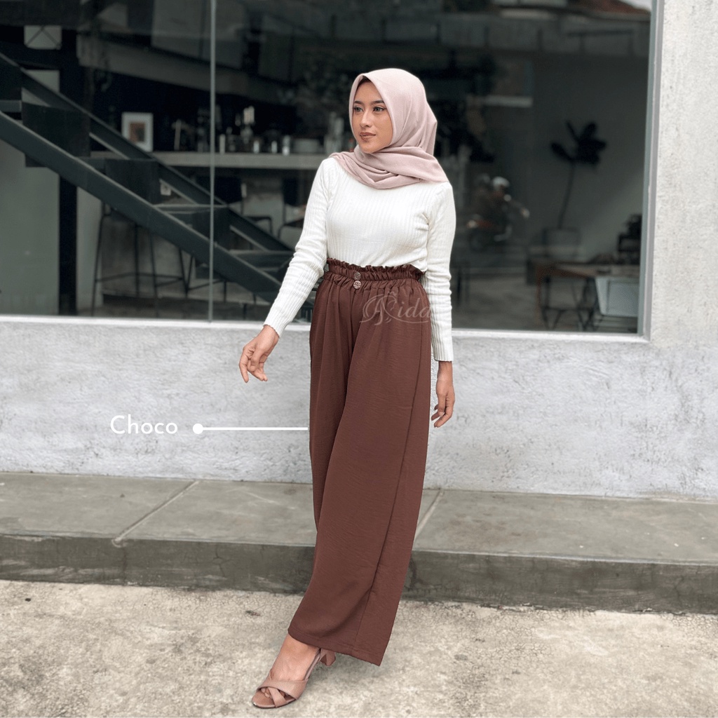 Kulot Button Crinkle Variasi 2 Kancing Premium Pants