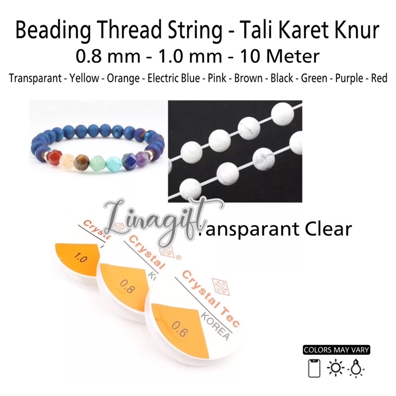 ( Rol 10 Meter ) ELASTIC CRYSTAL BAND - NYLON THREAD - TALI SENAR KARET ELASTIC KENUR BENING / ELASTIS KNUR WARNA 0.8MM - 1.0MM COCOK GELANG / KALUNG / AKSESORIS / DIY / KERAJINAN TANGAN