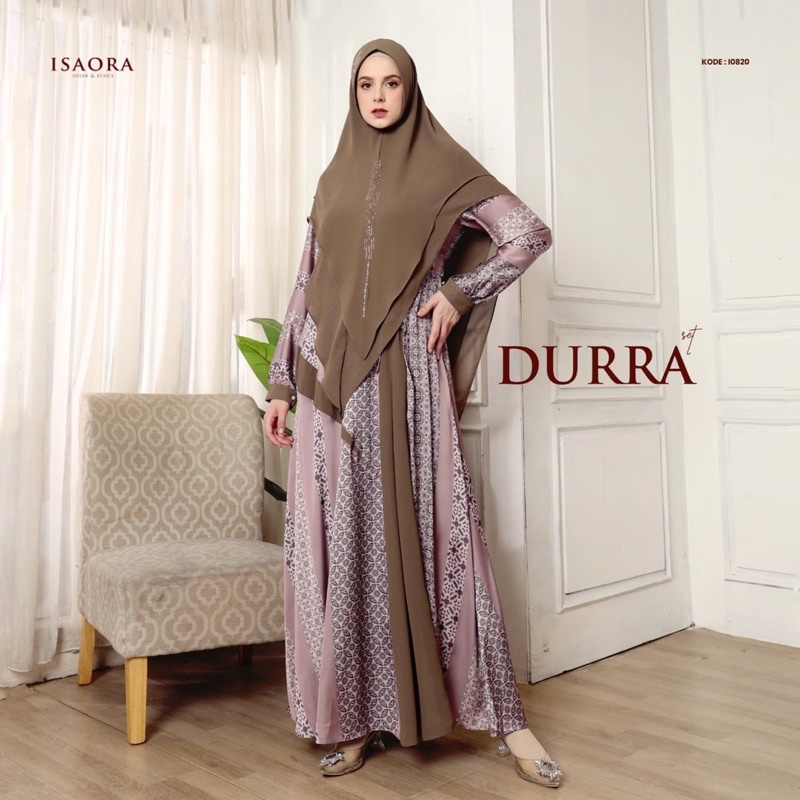 Set gamis syar’i brand isaora/durra set syar’i/setelan syar’i/gamis abaya/khimar syar’i