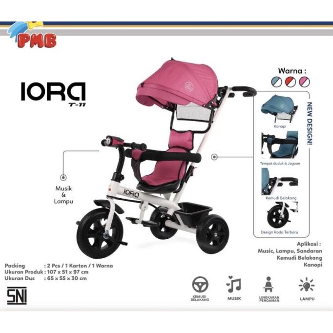 Sepeda Anak Roda Tiga Iora Pmb T11 T-11 #Original