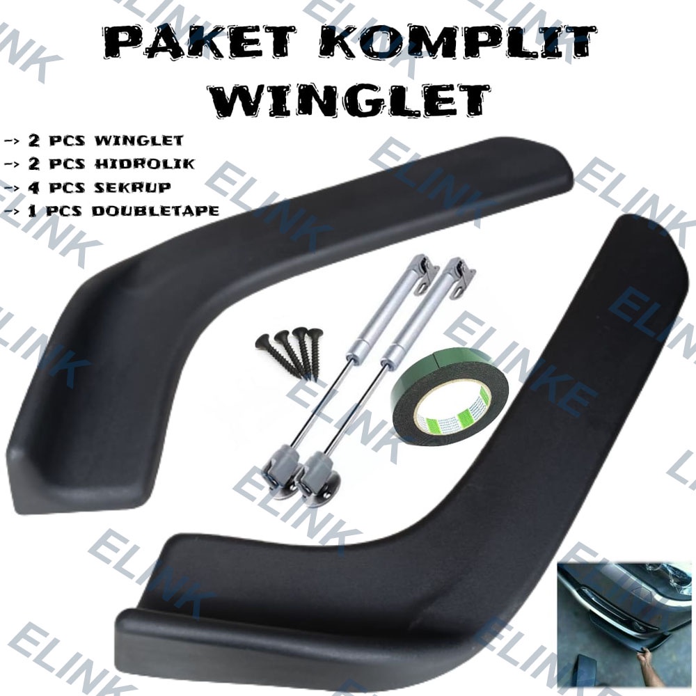 1 Set Lips Bumper Winglet Lips Bumper Winglet Universal - Winglet Bumper Diffuser Universal Bemper Mobil Bumper Lips Winglet Mobil Universal FREE Hidrolik - Double Tape - Sekrup