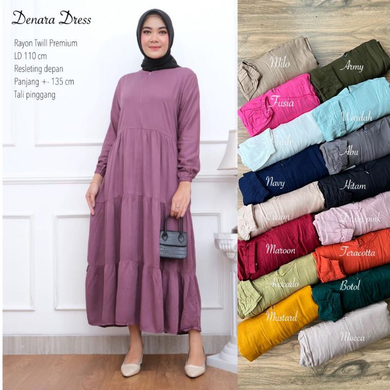 Gamis Rayon Twill Susun - DENARA MAXY //JF852