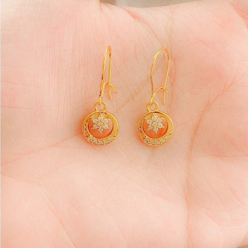 Anting Wanita Bulan Bintang Zirconia Gold