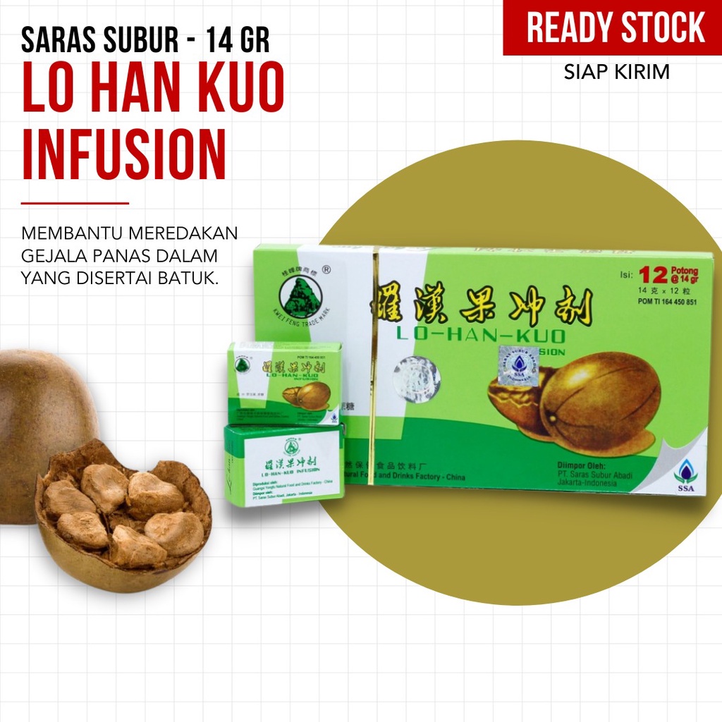 

LO HAN KUO INFUSION Minuman Teh herbal mengobati panas dalam, Pereda sakit Tengorokan & Batuk.