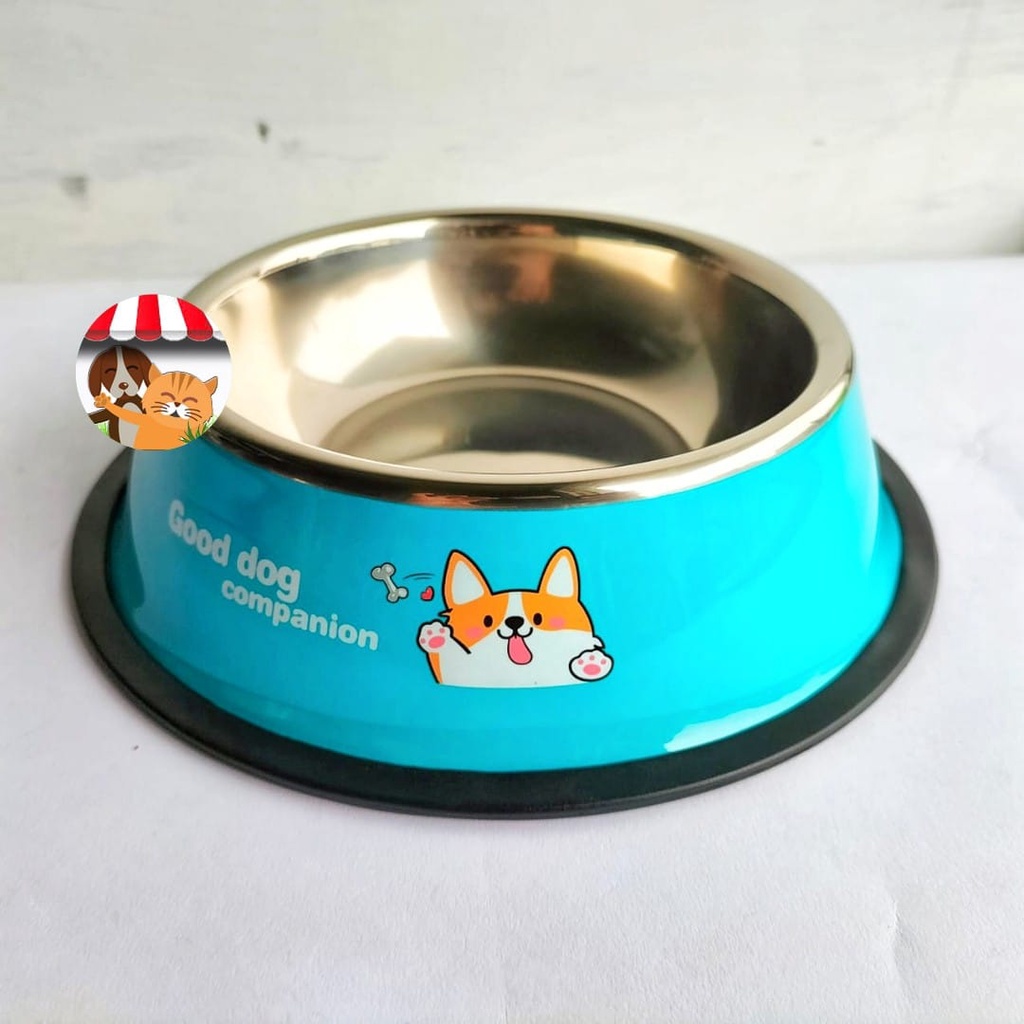 Stainless Bowl Bewarna - Tempat Makan Hewan Anjing Kucing Anti Slip