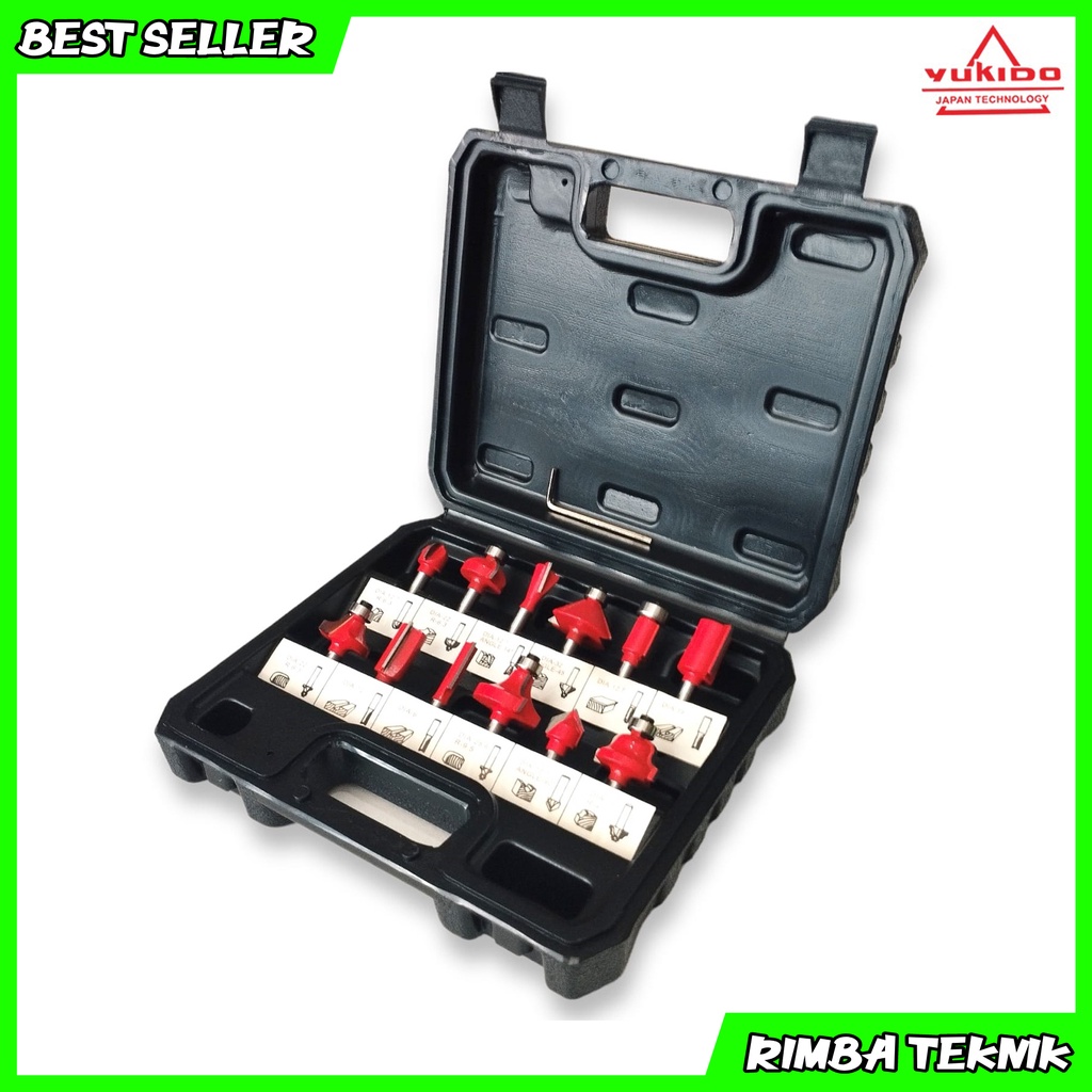 Mata Trimmer Set 12 pcs YUKIDO Mata Mesin Profil Router Kayu Free