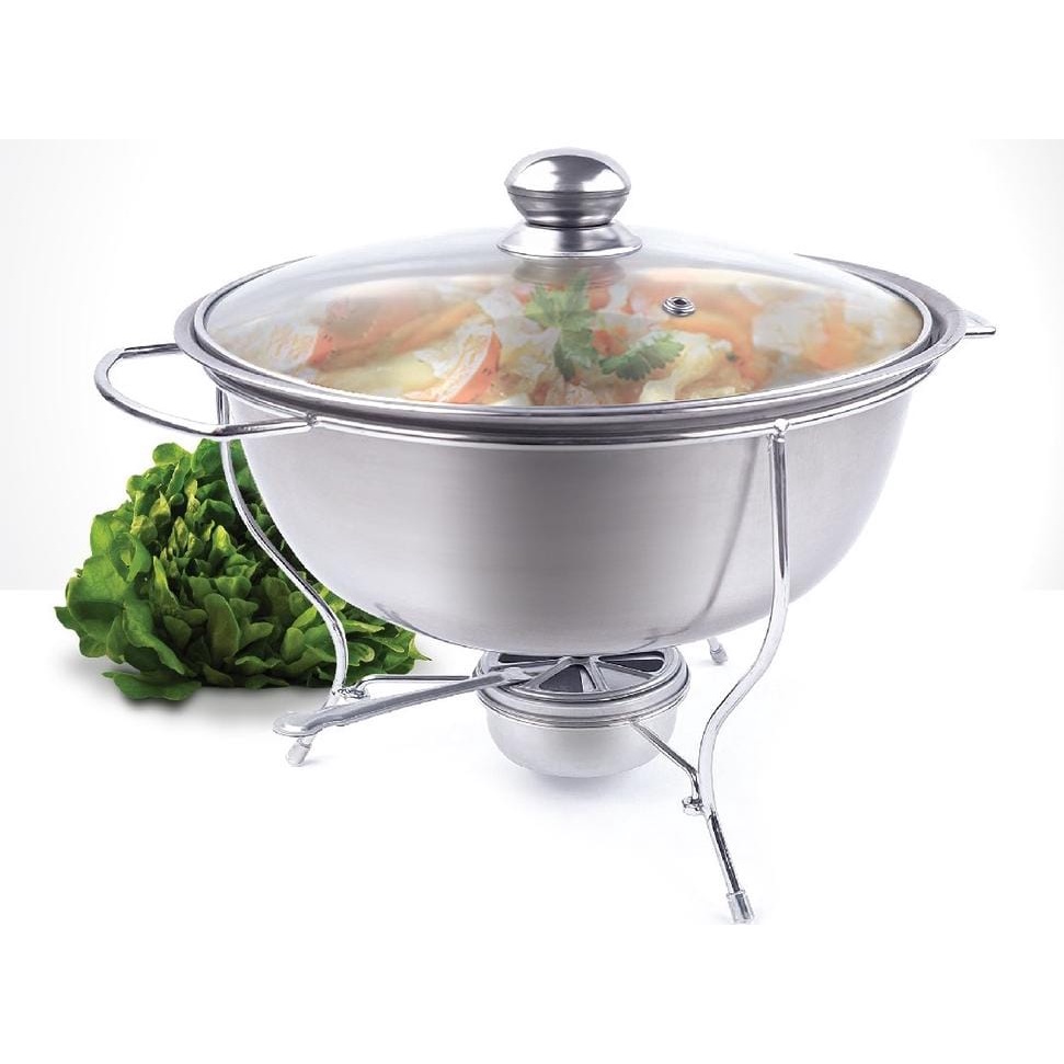 Prasmanan Bulat + Pemanas + Tutup Kaca/Serving Dish Bowl