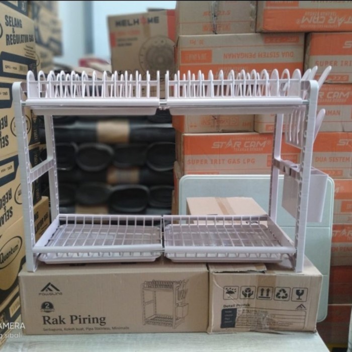 Rak Rak Piring Plastik 2 Susun Fawsline / Rak Piring Jumbo Bukan Rovega