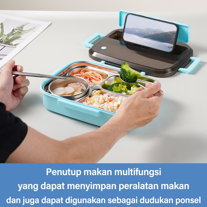 Letyeah &amp; Anantagt kotak Makan set stainless anti tumpah /Sup mangkuk dan Lunch box tahan panas