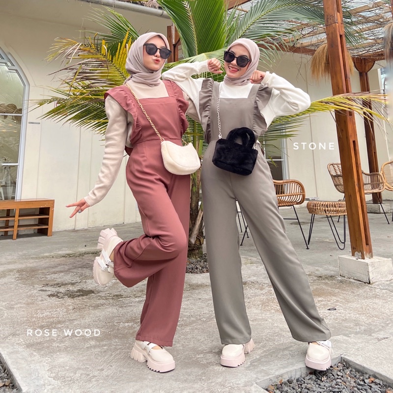 Rereyshop - Ameera Jumpsuit Wanita Tanpa Lengan Korean Style Bahan Royal Twist Premium  (Get Promo Bundling Lip Paint)