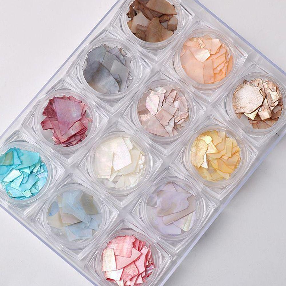 Agustin 3D Nail Art Dekorasi Sorot Warna-Warni Ultra Tipis Manicure Aksesoris Shell Nail Sequin Tekstur Abalone Hiasan Kuku