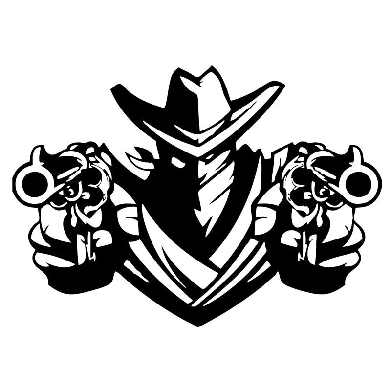 Cutting Stiker Koboy Texas Pistol Variasi Motor Mobil Sticker Timbul Keren Dasbor Spakboard Visior B