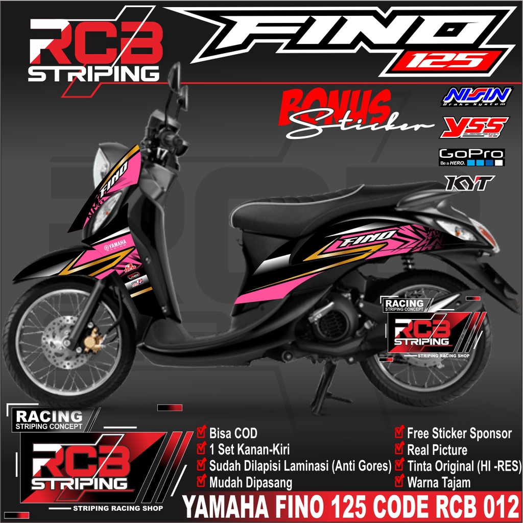 Sticker Striping Lis Variasi Yamaha Fino 125 - Stiker Motor Fino 125 Desain Racing. RCB 012