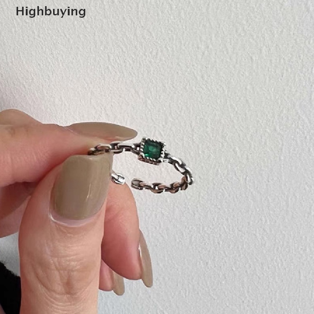 Hbid Baru Pribadi Vintage Zamrud Zirkon Terbuka Manset Jari Cincin Untuk Wanita Gadis Kecil Persegi Cincin Fashion Trendi Perhiasan Hadiah Pesta Glory