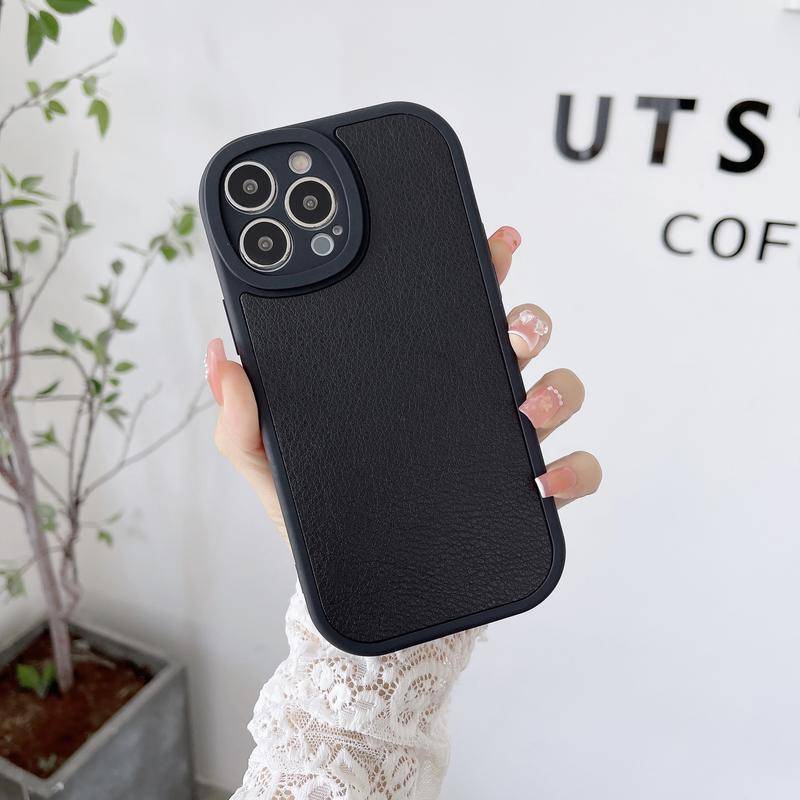 IPHONE Casing Kulit Oval Kamera Bulat Untuk Iphone12 11 Pro Max Mini Bumper Silikon Lembut Shockproof Cover Untuk Iphone6 6s 78 Plus Se2020 2022 X Xs XR Max