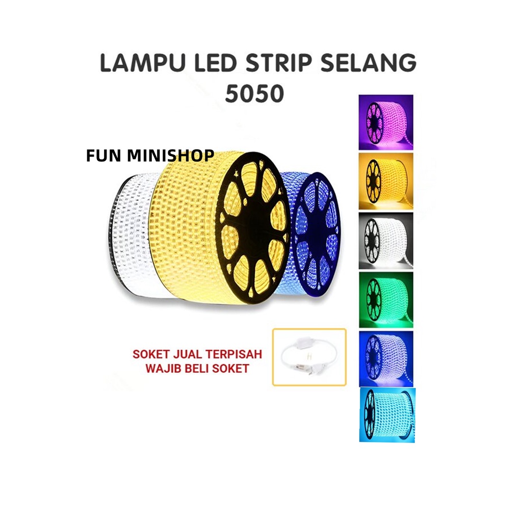 LAMPU LED STRIP SELANG 5050 SMD AC 220V METERAN WATERPROOF ((LAMPU TIK TOK )