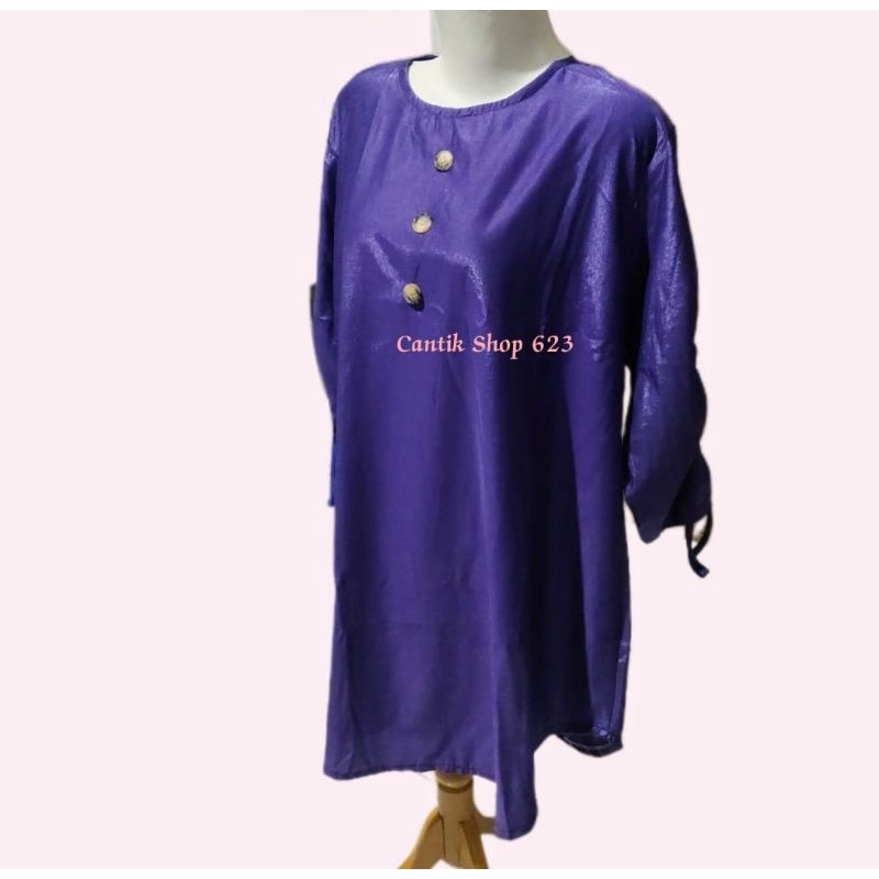 Cantik Blus Polos Ungu Kancing 3 | Pakaian Wanita
