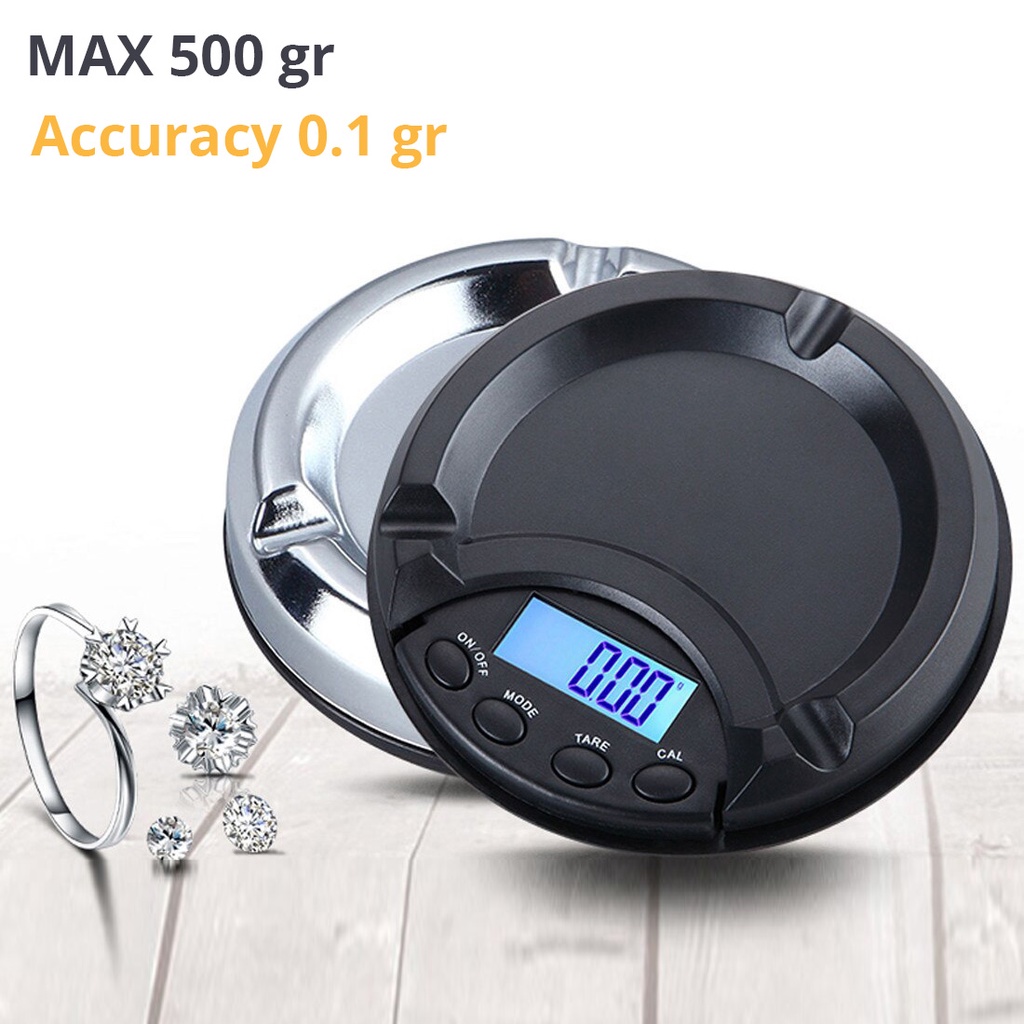 Timbangan Emas Saku Digital Pocket Scale Bentuk Asbak 500g/0.1g