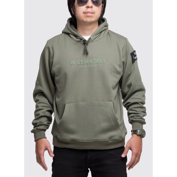 ⭐BISA COD⭐ W.Essentiels Jaket Ecume Oversize Hoodie Monopack Olive Essentiels - S