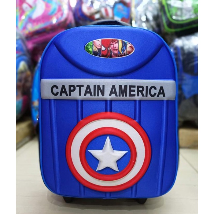 Tas Roda Trolley Anak Sekolah TK Spiderman Body 3D Timbul IMPORT