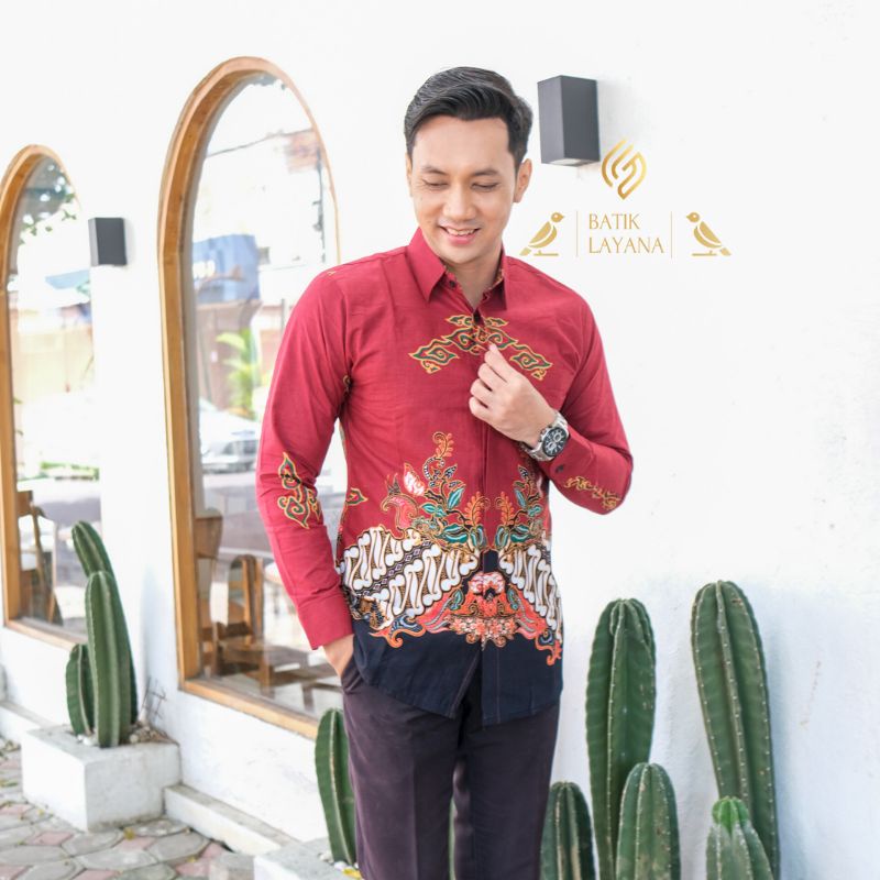 Kemeja Batik Sekarpandan Merah Baju Formal atau Nonformal