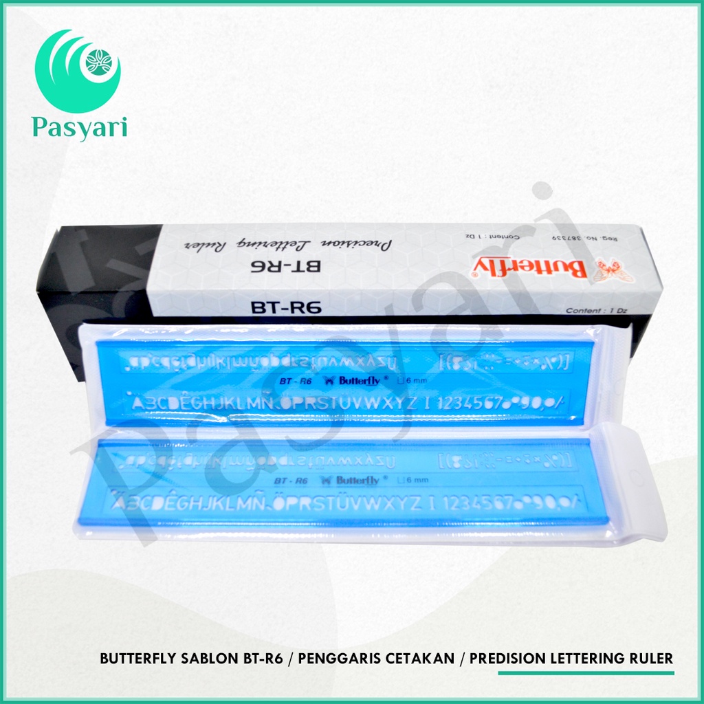 

Butterfly Sablon BT-R6 / Penggaris cetakan / predision lettering ruler