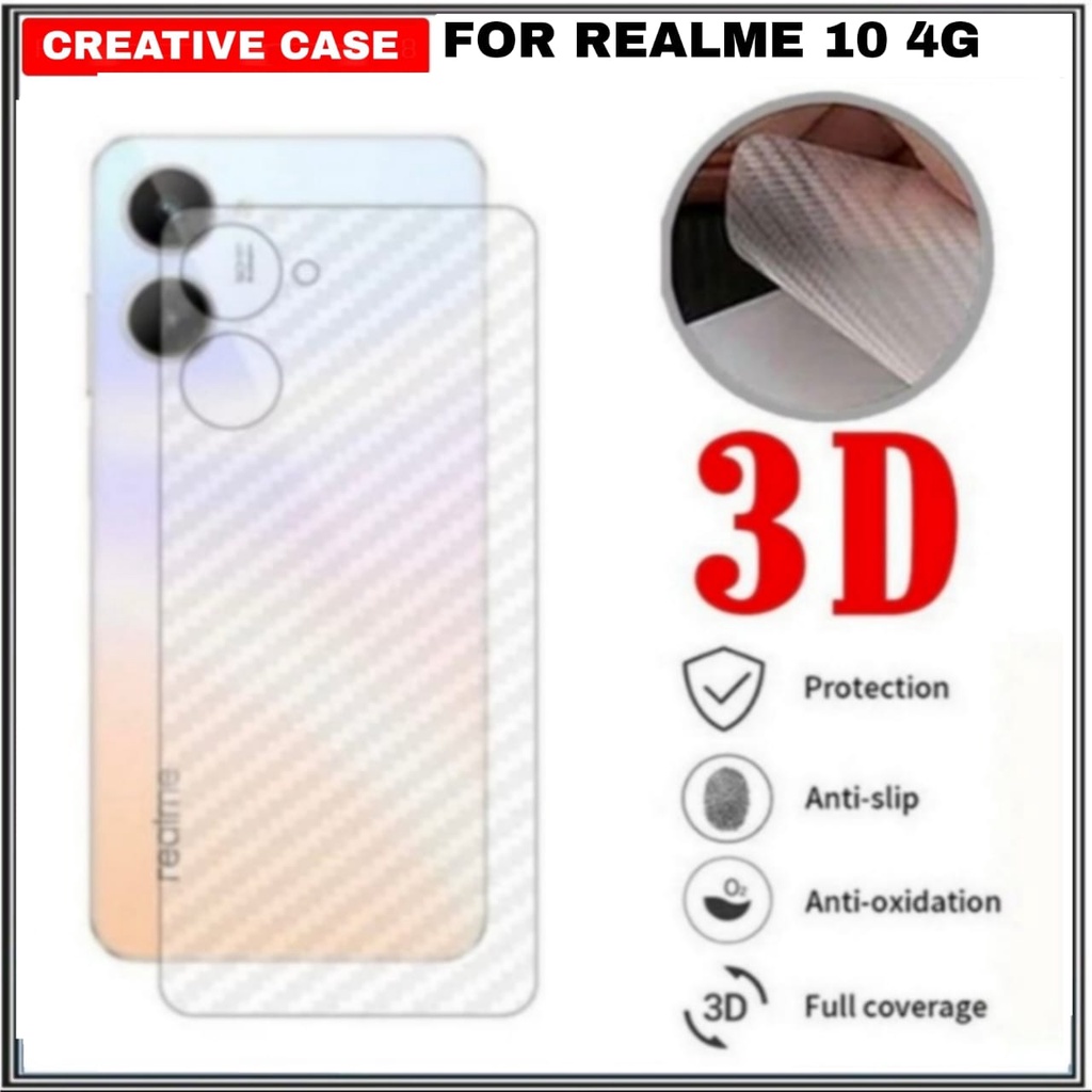Garskin Carbon REALME 10 4G 2022 Back Screen Sticker Skin Guard - REALME 10 4G