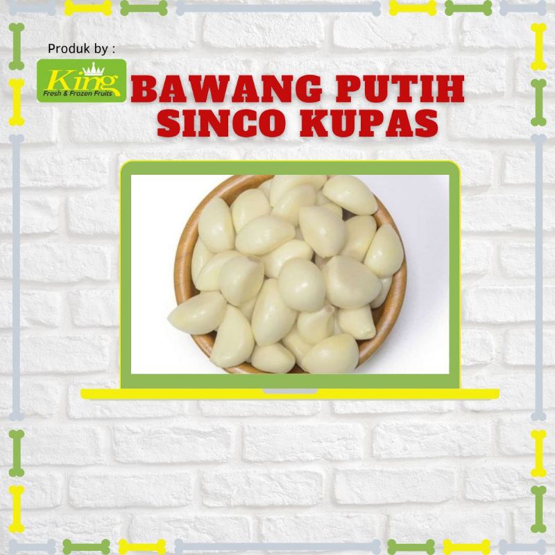 

Bawang putih sinco kupas 250gr, bawang putih sinco kupas segar