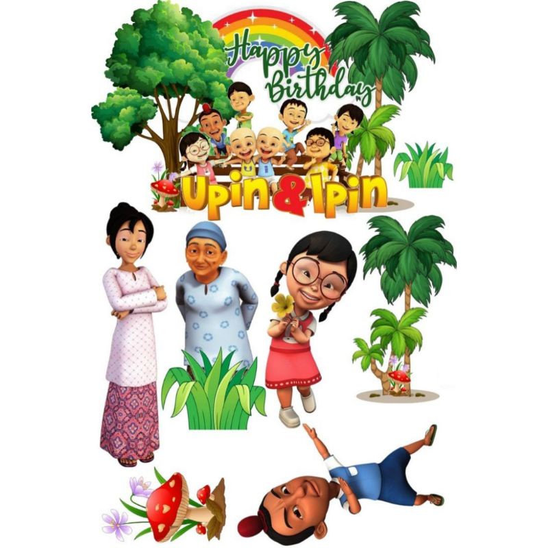 Jual TOPPER CAKE ULANG TAHUN KARAKTER/HIASAN KUE TART (UPIN IPIN