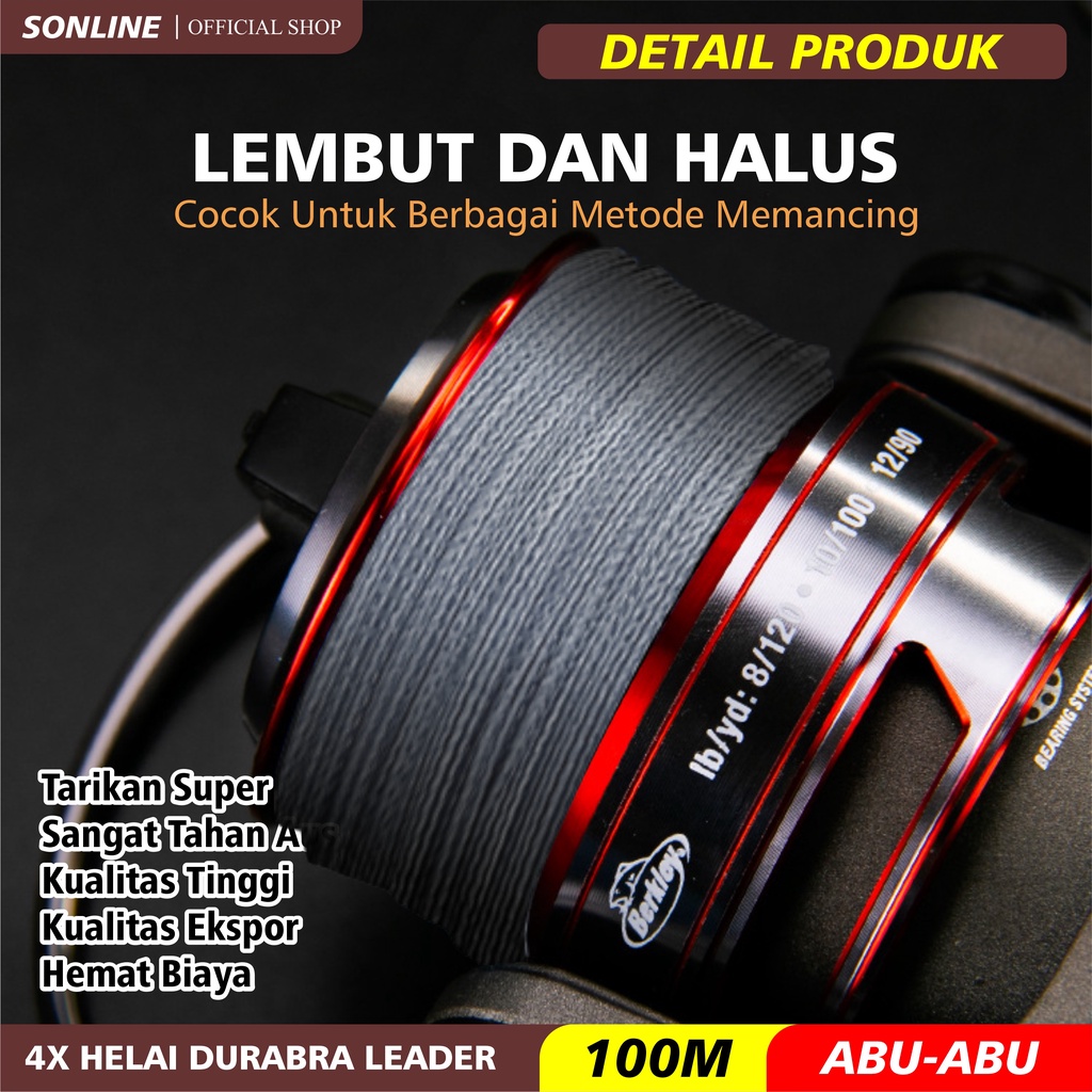 SONLINE Tali Pancing 100M Senar Pancing Fishing Line Strength 3.10kg-18.5kg Sangat kuat 100Meters Tali Pancing SW