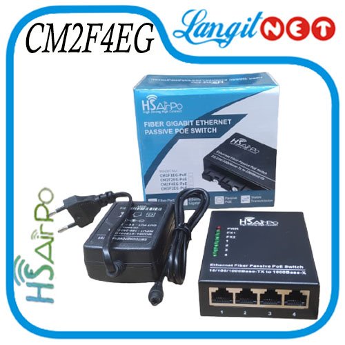 HSAIRPO CM2F4EG POE GIGABIT MEDIA CONVERTER 2 FIBER 4 ETHERNET 3KM SC