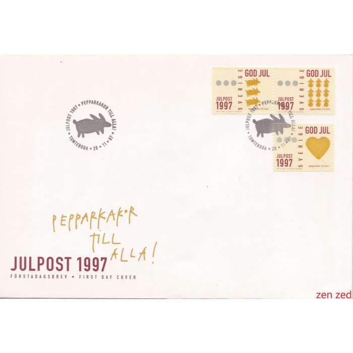 

A468 Prangko Swedia FDC 1997 Christmas Post 1 Pcs