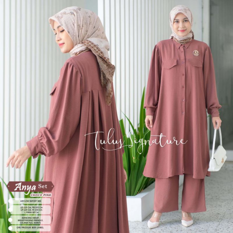 ANYA SET BY TULUS SIGNATURE / ONESET LD110 MUSLIMAH / Setelan wanita airflow import murah
