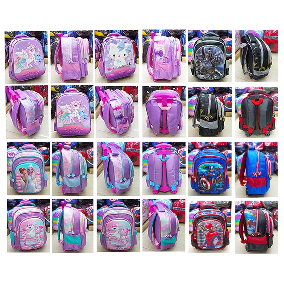 PROMO TROLLEY DORONG PREMIUM TAS ANAK SEKOLAH TK / SD UNICORN TIMBUL PITA DAN JAGOAN LAKI LAKI 3 RESLETING IMPORT ( OSH COOL 13inch TK - 14inch SEDANG TK BESAR / SD ) PILIHAN VARIAN