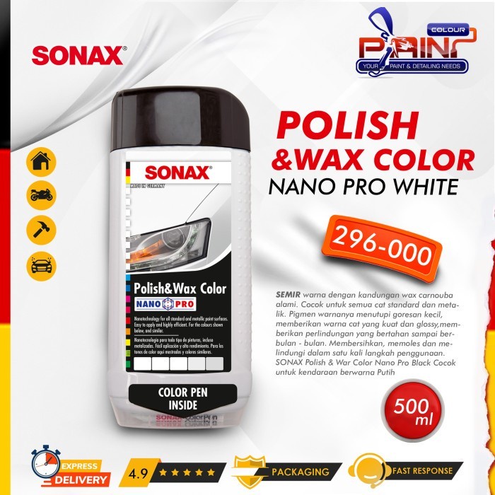 SONAX POLISH &amp; WAX COLOR NANO PRO WHITE 500ml 296-000