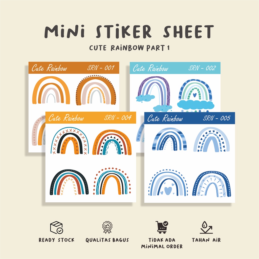 

( 10 pcs )CUTE RAINBOW /murah/waterproff/bisa cutting/stiker label lucu