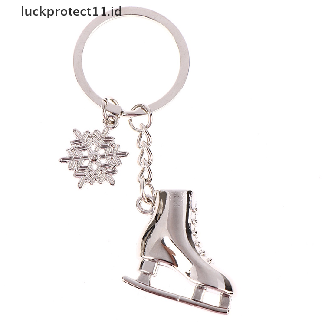 /Fashion Hot// Fashion// Warna Silver Es Skates Snowflake Liontin Kunci Ring Skag Key Chain Keychain.