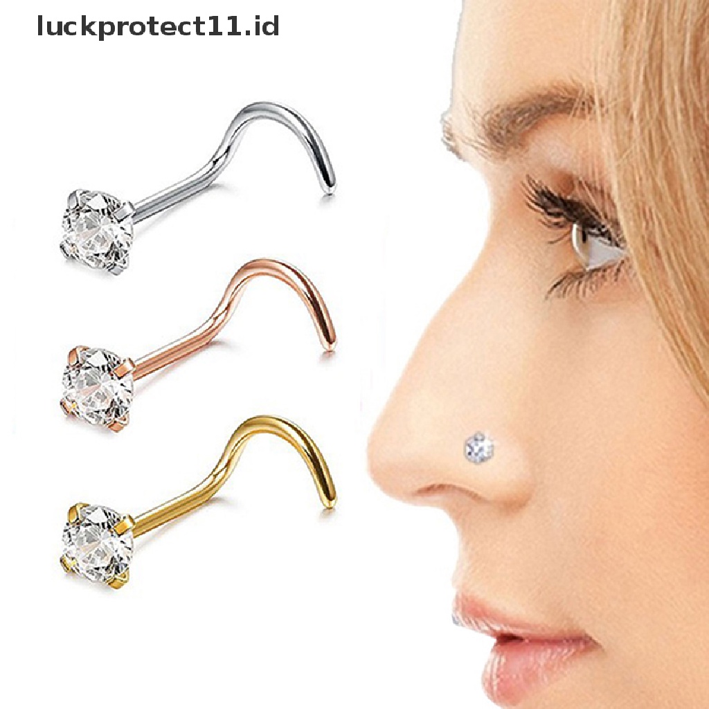 /Fashion Hot// Fashion// 1Pc Cincin Hidung Kristal Stainless Steel Nose Stud Rings Hadiah Perhiasan Tubuh.