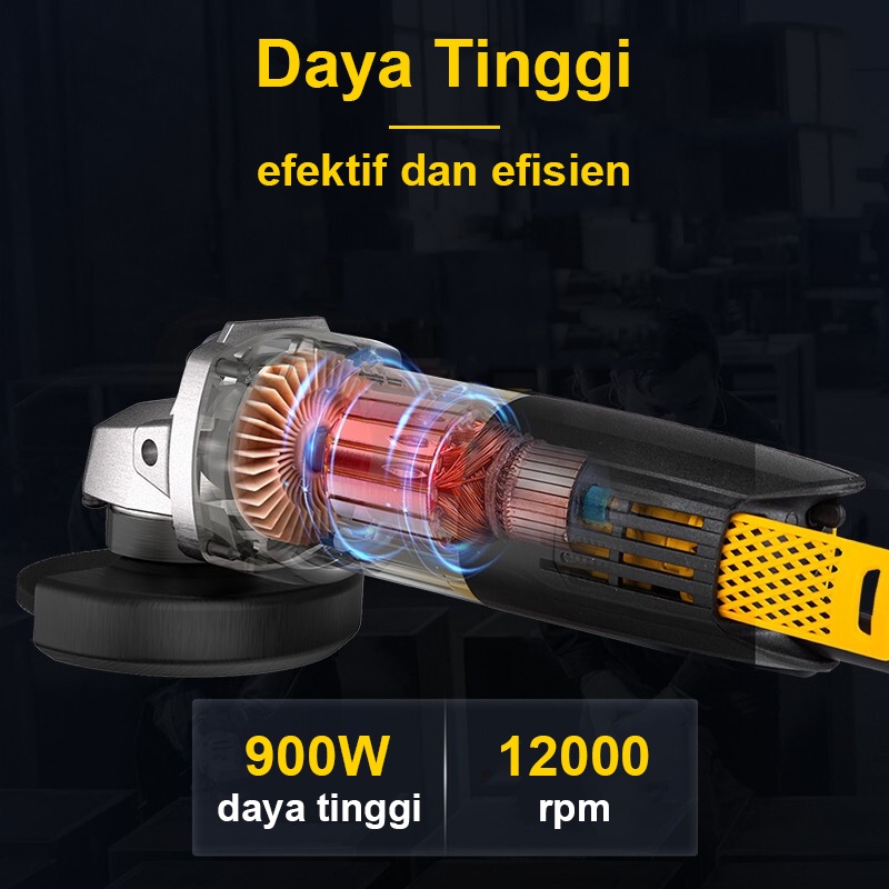 Deli Mesin Gerinda Tangan 4 Inci 750W 900W Mesin Grinda Tangan Poles Piringan Amplas Besar Diameter 100mm Alat Perkakas Angle Grinder