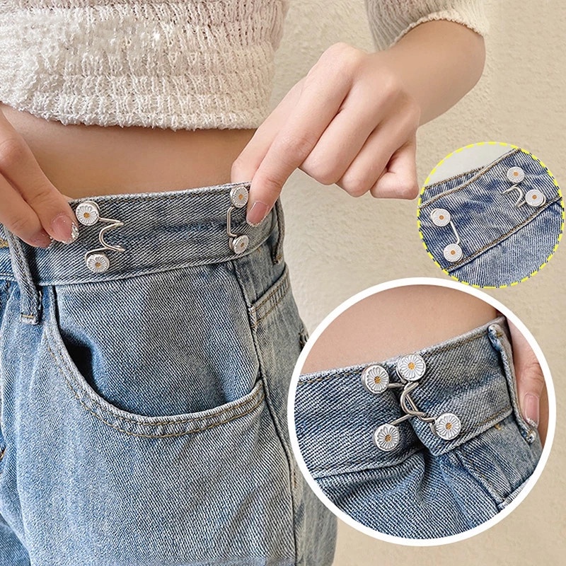 Pola Daisy Pinggang Tak Terlihat Artefak Adjustable Jeans Tombol Jahitan Bebas Pinggang Pakaian Kancing Bebas Paku Yang Dapat Dilepas Pakaian Celana Alat Jahit