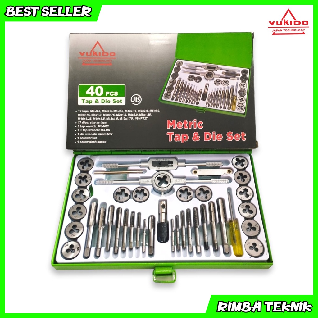 YUKIDO Tap and Dies Set 40 Pcs - Alat Snai dan Tap Ulir Baut Senai