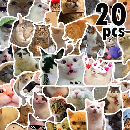 Stiker Kucing Meme Funny Cats Emoji Stickers 20Pcs/Set DIY Fashion Doodle Stickers