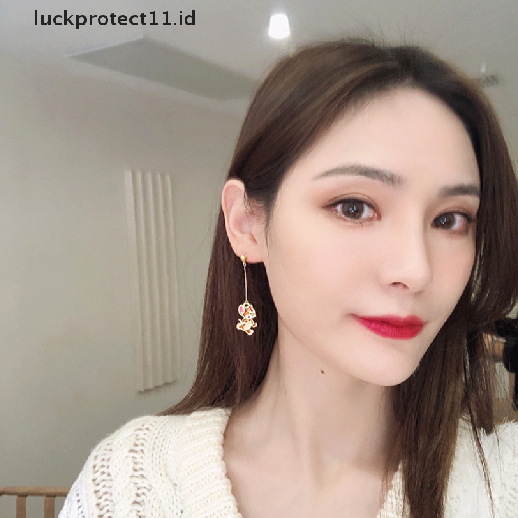 /Fashion Hot// Fashion// Kartun Kucing Mouse Anting Telinga Klip Gadis Manis Sederhana Liar Panjang Menjuntai Anting-Anting.
