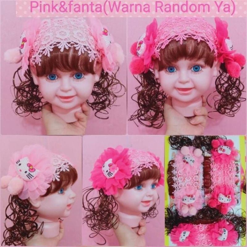 Bandana Poni Bunga / Bandana Wig / Bandana Rambut Palsu