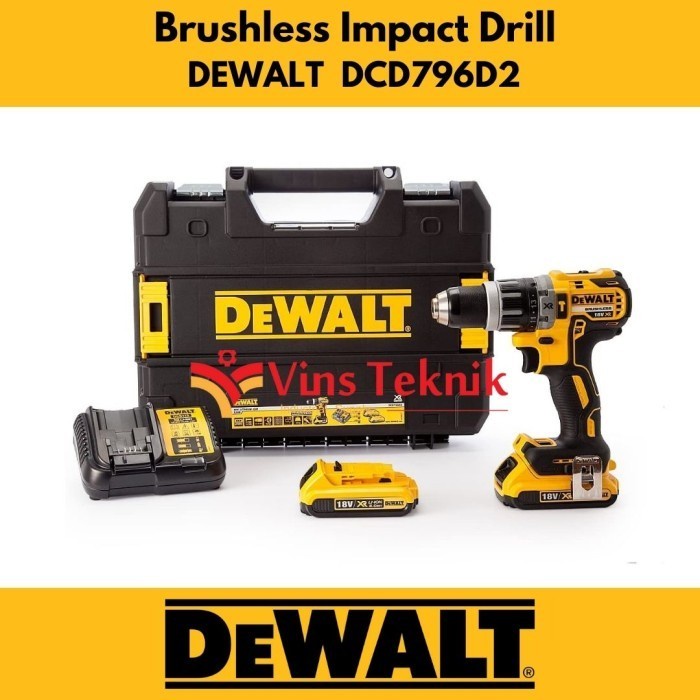 Mesin Bor Baterai Dewalt Dcd796D2 Cordless Hammer Drill Dcd 796 D2