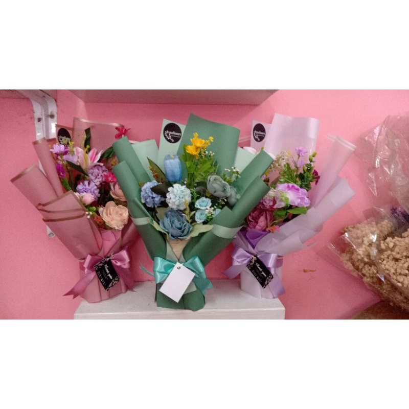 buket bunga palsu stand kecil ukuran 35cm